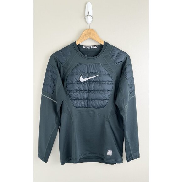 Nike Men's Sz M‎ Pro HyperWarm AeroLoft Training Top Gray - Picture 1 of 11